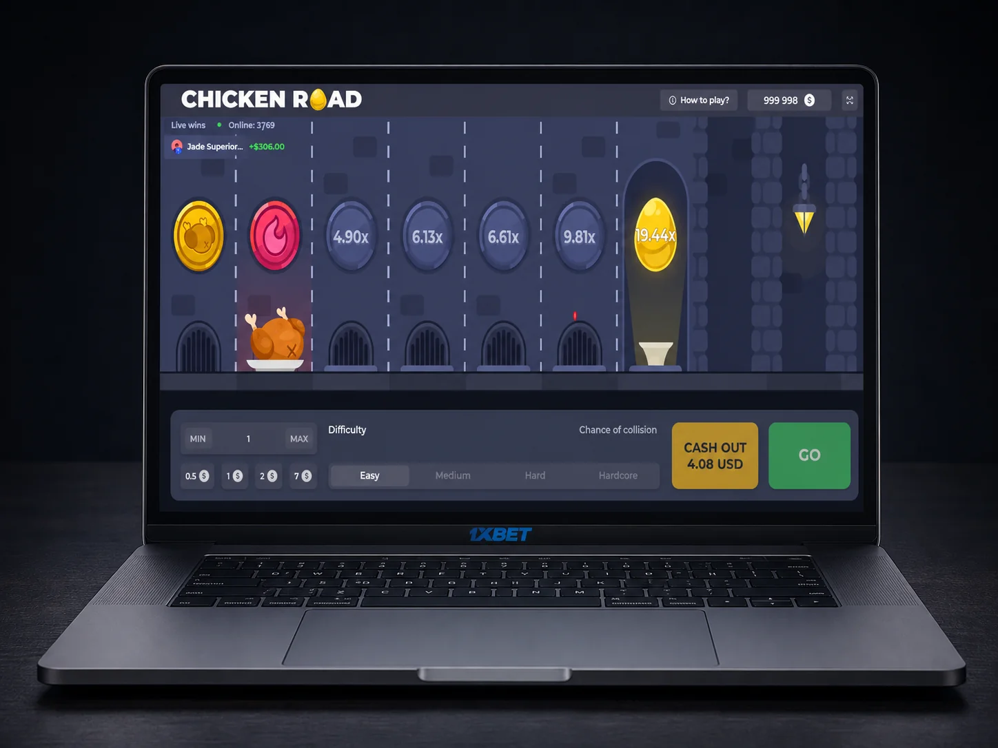 Promo code entry field on a casino deposit form with several Chicken Road bonus codes displayed nearby